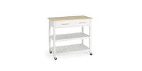 Slickblue Modern Kitchen Island Cart with Wood Top 2 Drawers and 2 Bottom Shelves