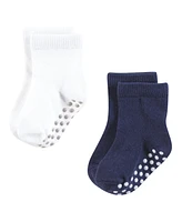 Hudson Baby Boys Cotton Rich Newborn and Terry Socks, Blue Gray Basic