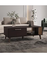 Lenoir Coffee Table, 1 Door, 1 Shelf, Black / Natural Oak