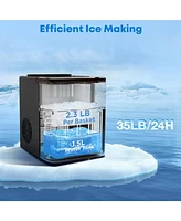 Jinjunye Ice Maker Countertop 34lbs/Day, 9 Ice Cubes in 6 Mins, Self-Cleaning Portable Ice Makers 2 Size Bullet Cube