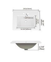 Lovmor Bathroom Ceramic Vanity Top with Three Holes in White