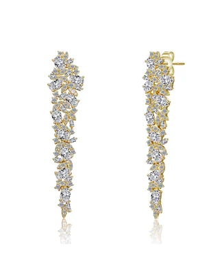 Rachel Glauber 14k Gold Plated Cubic Zirconia Linear Formal Dangle Earrings