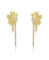 Rachel Glauber Two-Tone Plated Cubic Zirconia Dangle Fringe Cascade Earrings