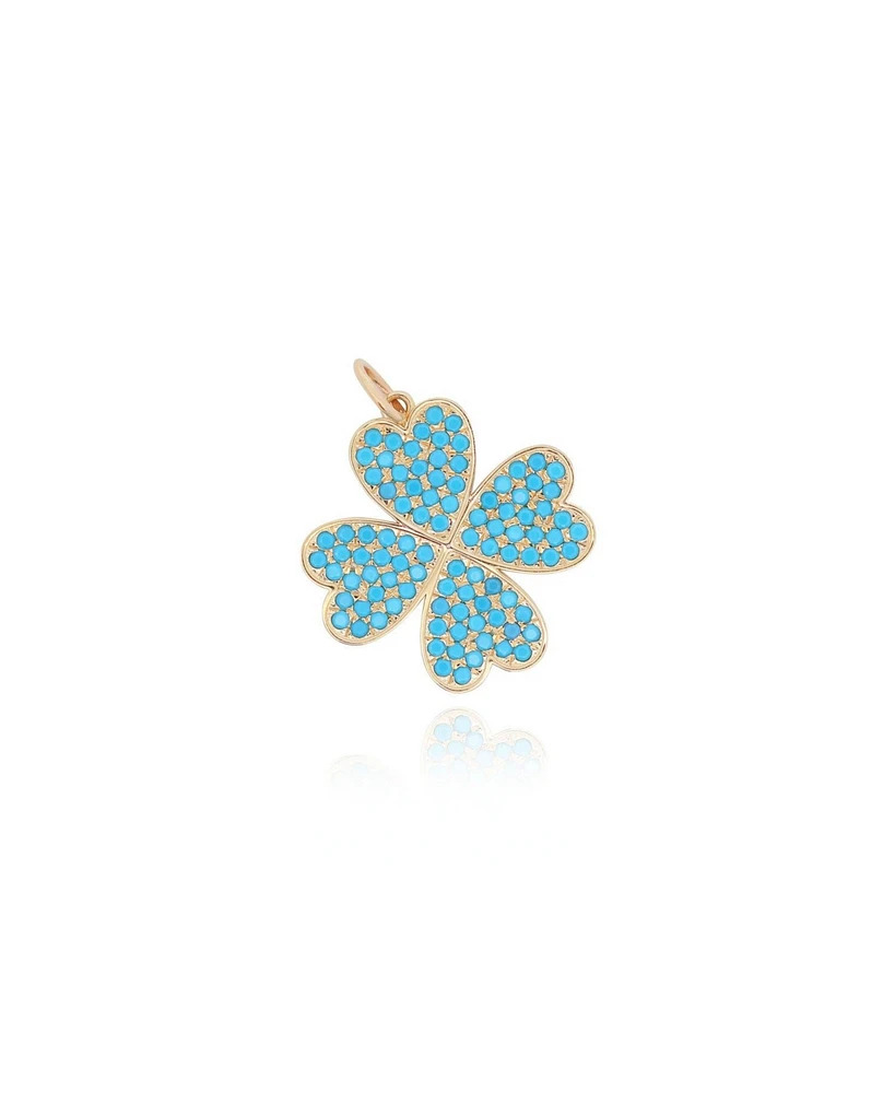 The Lovery Turquoise Bead Lucky Clover Charm 14K Gold