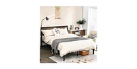 Slickblue Rustic FarmHome Metal Wood Platform Bed Frame