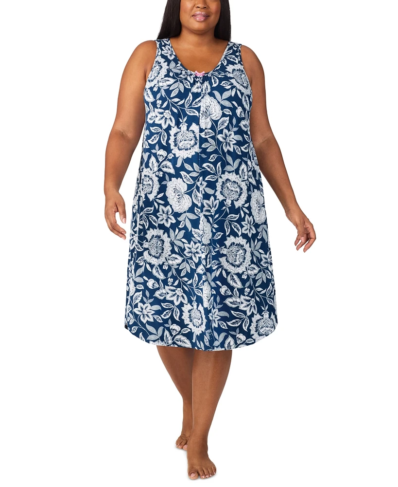 Ellen Tracy Plus Size Sleeveless Floral Midi Nightgown