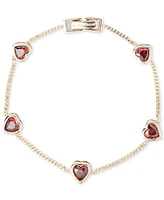 Givenchy Gold-Tone Red Cubic Zirconia Heart Flex Bracelet