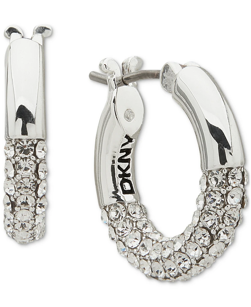 Dkny Gold-Tone Extra-Small Half-Pave Hoop Earrings, 0.4"