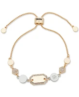 Dkny Two-Tone Pave Hexagon & Logo Slider Bracelet