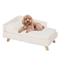 Bingopaw L Shape Dog Sofa Bed Rubber Wood Legs with Cushion Mat Pillow Cat Chaise Stool