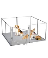 Bingopaw Clear Acrylic Pet Whelping Pen Box Dog Playpen Fence w/ Waterproof Fertility Pad