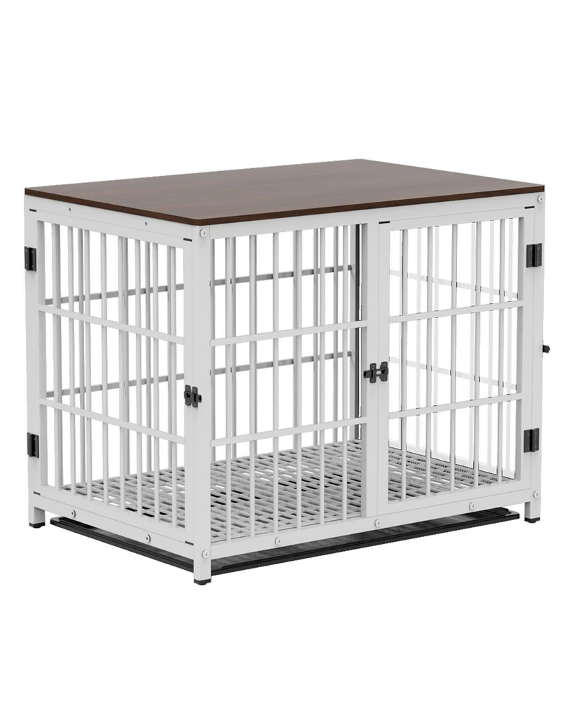 Bingopaw Furniture Style Dog Crate Pet Kennel End Table with Three Doors and Removable Tray