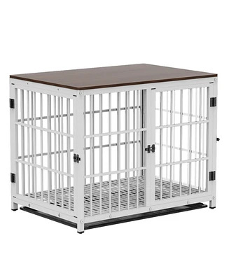 Bingopaw Furniture Style Dog Crate Pet Kennel End Table with Three Doors and Removable Tray