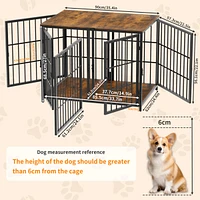 Bingopaw Heavy Wooden Dog Crate Furniture End Table Pet Kennel Puppy Cage w Four Doors