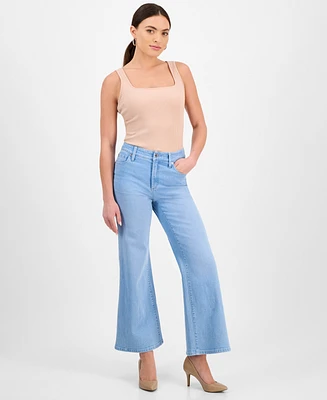 I.n.c. International Concepts Petite High-Rise Wide-Leg Jeans, Exclusively at Macy's