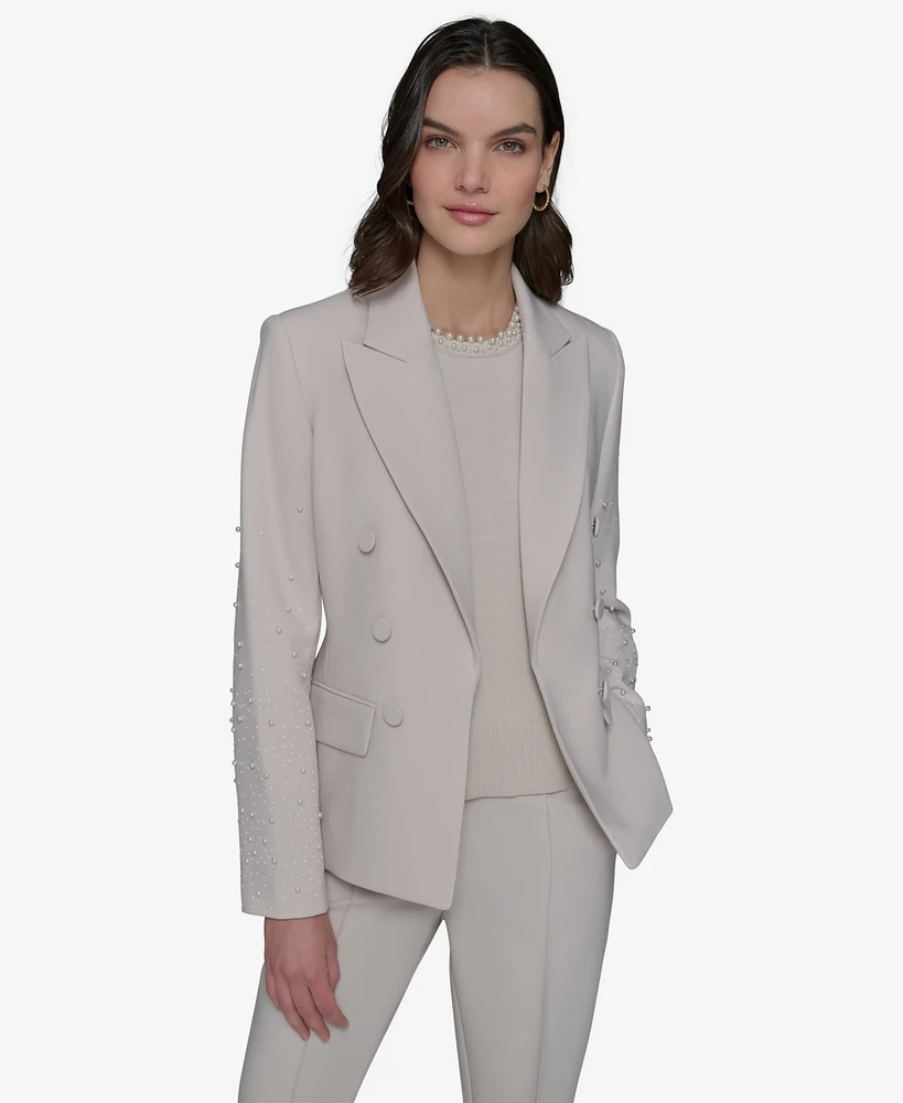 Karl Lagerfeld Paris Women's Peak-Lapel Open-Front Jacket