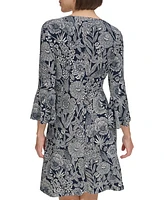 Tommy Hilfiger Women's Printed Bell-Sleeve Shift Dress