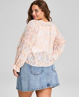 And Now This Plus Pleated-Front Bell-Sleeve Blouse