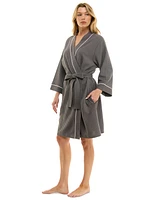 Roudelain Women's Waffle-Knit Kimono Wrap Robe