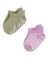 Hudson Baby Girls Non-Skid No-Show Socks Asst Stripes