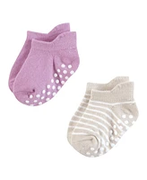 Hudson Baby Girls Non-Skid No-Show Socks Asst Stripes, 12-24 Months