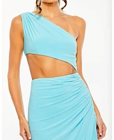 Mac Duggal Women's Cut Out One Shoulder Ruched Back Gown