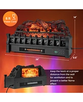 Gymax 26 Inches Infrared Quartz Electric Fireplace Log Heater with Realistic Pinewood