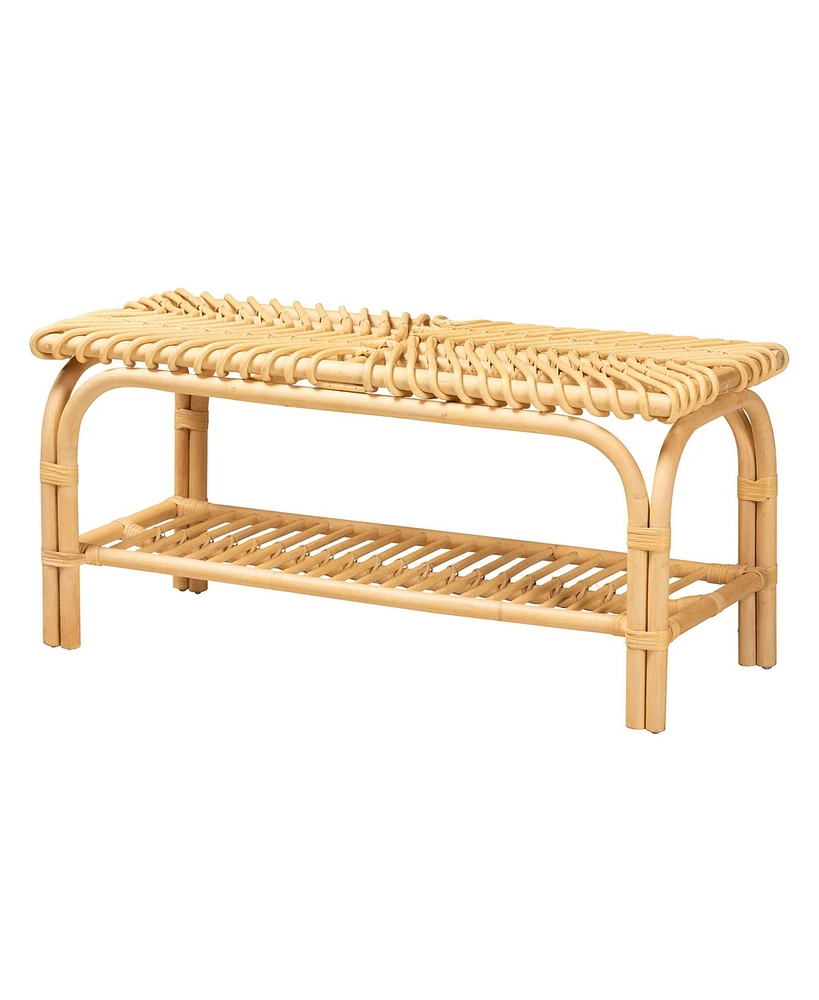 Bali & Pari Himari Modern Bohemian Natural Brown Rattan Accent Bench