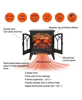 Mondawe 24 Inch 3D Flame Electric Infrared Quartz Fireplace Stove With Remote Control