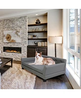 Bingopaw Luxury Large Dog Bed Pet Snuggle Sofa with Microfiber Leather Upholstered Sofa Bed