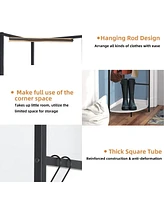 Unho Space-saving Corner Coat Rack: Hall Tree Freestanding Clothes Stand for Living Room Bedroom