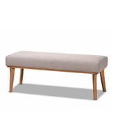 Baxton Studio Odessa Mid-Century Modern Grey Fabric Upholstered and Walnut Brown Finished Wood Dining Bench