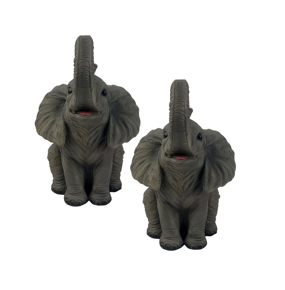 Fc Design "2-pc Gift Set" 7"H Elephant Sitting Trunk Up Figurine Statue Ornament Home Room Office Decor and Perfect Gift Ideas for Housewarming, Holid