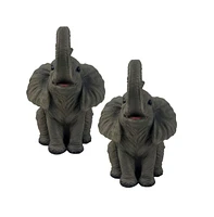 Fc Design "2-pc Gift Set" 7"H Elephant Sitting Trunk Up Figurine Statue Ornament Home Room Office Decor and Perfect Gift Ideas for Housewarming, Holid