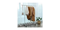 Slickblue Heavy Duty Chrome Plated Garment Rack with Clothes Hanging Bar on Wheels Durable and Mobile