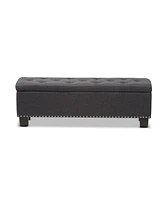 Baxton Studio Hannah Modern and Contemporary Dark Grey Fabric Upholstered Button-Tufting Storage Ottoman Bench