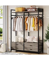 Slickblue Modern Garment Rack with Clothes Hanging Rod and 4 Storage Drawers Stylish and Organized