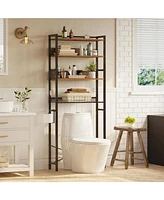 Slickblue Over the Toilet Storage Freestanding Modern Metal Wood Shelving Unit