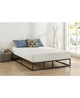 Slickblue Twin Size Low Profile Modern Metal Platform Bed Frame with Wooden Slats for Support