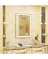 Wisfor Led Vanity Mirror with Gold Frame Wall Mount Bathroom Mirror Frontlit Anti-Fog