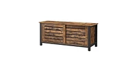 Slickblue Farmhouse Tv Stand Entertainment Center with Sliding Wood Doors for TVs and Storage