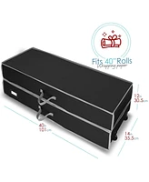 Hearth & Harbor Premium Holiday Gift Wrapping Paper Accessories Storage Organizer Box - X-Large with Wheels 2 removable Bins