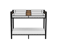 Slickblue Twin over Twin Heavy Duty Metal Bunk Bed with Side Ladder for Space-Saving Design