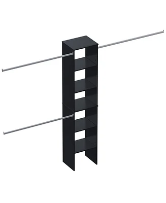 Lovmor Wood Closet Organizer Starter Kit Tower with 3 Hang Rods