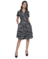 Karl Lagerfeld Paris Women's Printed Shirtdress