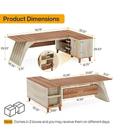 Tribesigns L-Shaped Executive Office Desk, 78.74" Large Computer Desk with Drawer and Lateral File Cabinet, Home Business Workstation Set with Storage
