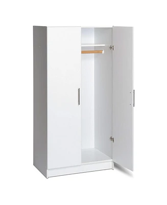 Slickblue 2-Door Wardrobe Cabinet with Hanging Rail and Storage Shelf