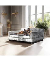 Bingopaw Pet Dog Couch Bed Deluxe Dutch Velvet Upholstered Sofa Bed Removable Cushion