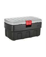 Rubbermaid 35 Gallon Black Action Packer Lockable Latch Storage Box Tote, Single