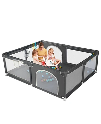 Comomy Baby Playpen, 63x63'' Extra Large Baby Playard, Kids Activity Center with Anti-Slip Base, Safety Play Yard for Infants Toddlers